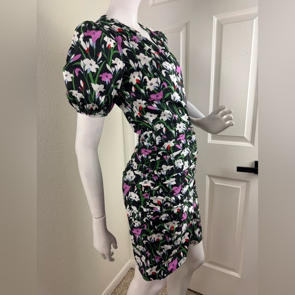 VERONICA BEARD Janis Ruched Floral-Print Dress Size 0. - Picture 9 of 16